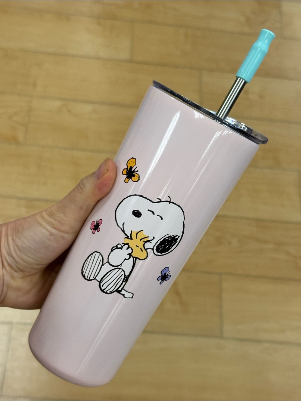 Snoopy Stainless Straw Tumbler - Light Pink